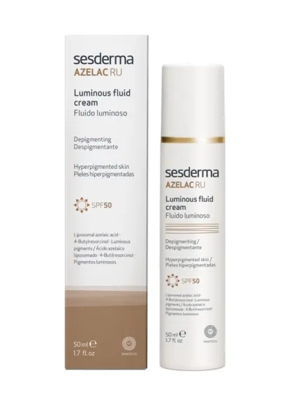 SESDERMA AZELAC RU spindesį suteikiantis kreminis fluidas pigmentuotai odai SPF50 50ml